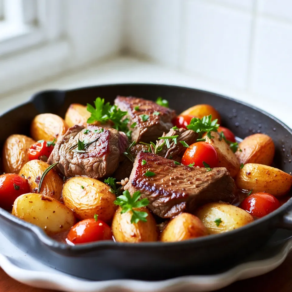 Garlic Butter Steak And Potatoes Skillet Delight