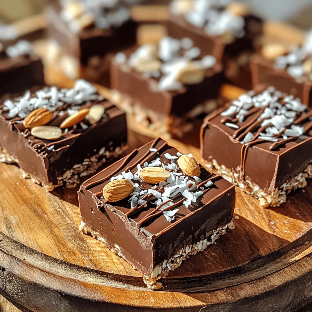 No Bake Chocolate Coconut Almond Bars Delicious Treat
