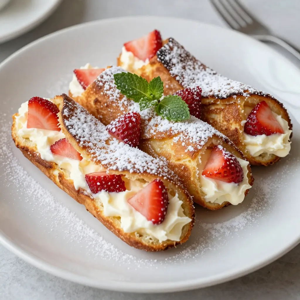Strawberry Cream Cheese French Toast Roll-Ups Delight