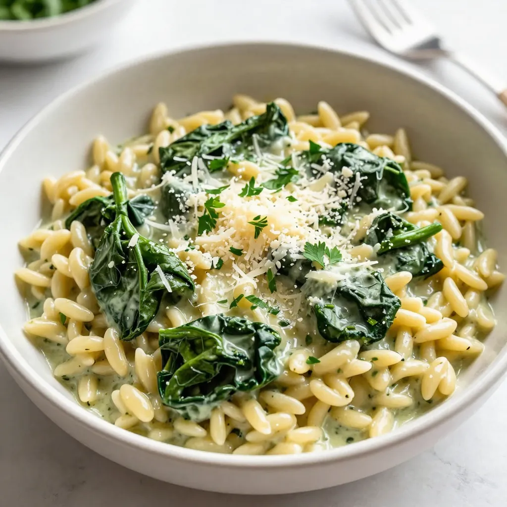 Creamy Spinach Parmesan Orzo Tasty and Comforting Dish