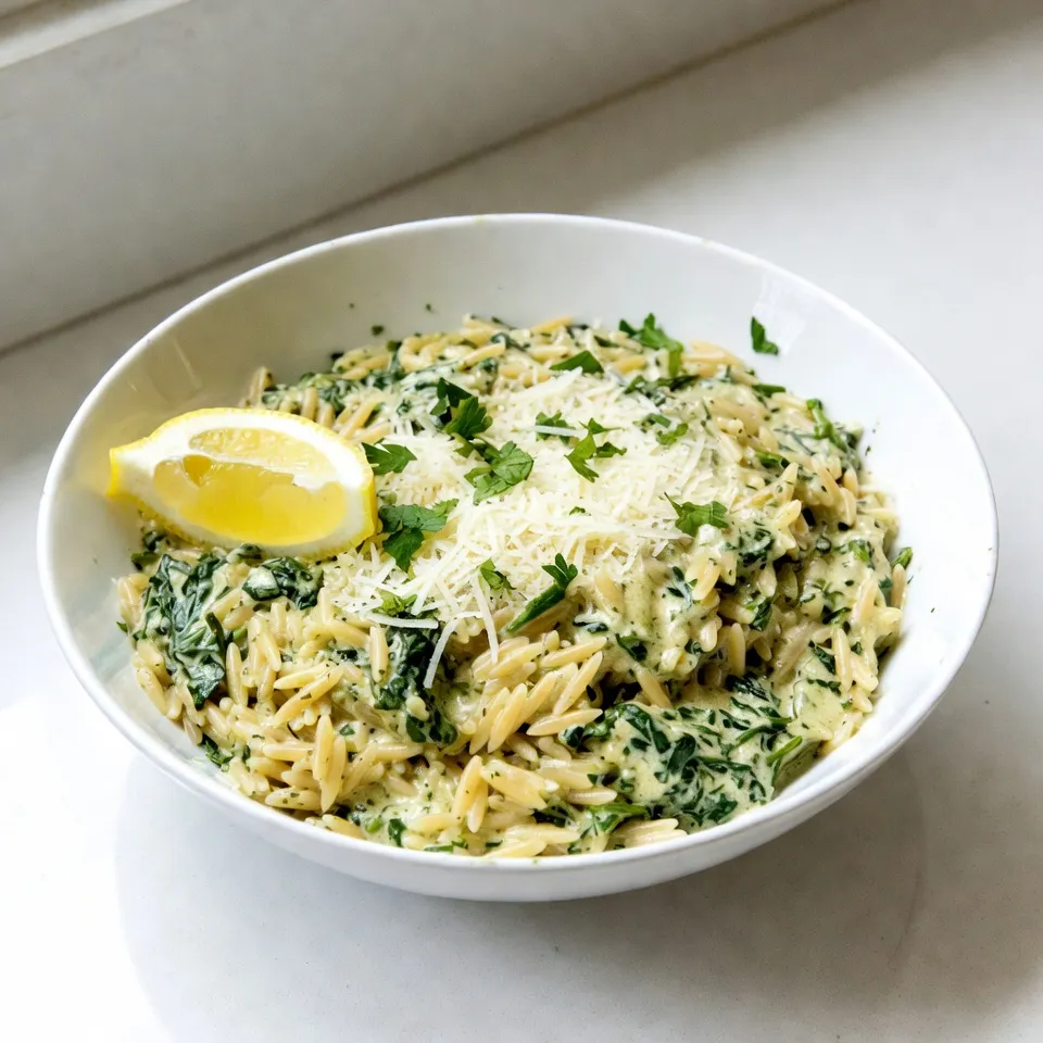 One-Pot Creamy Spinach Orzo Flavorful and Easy Meal
