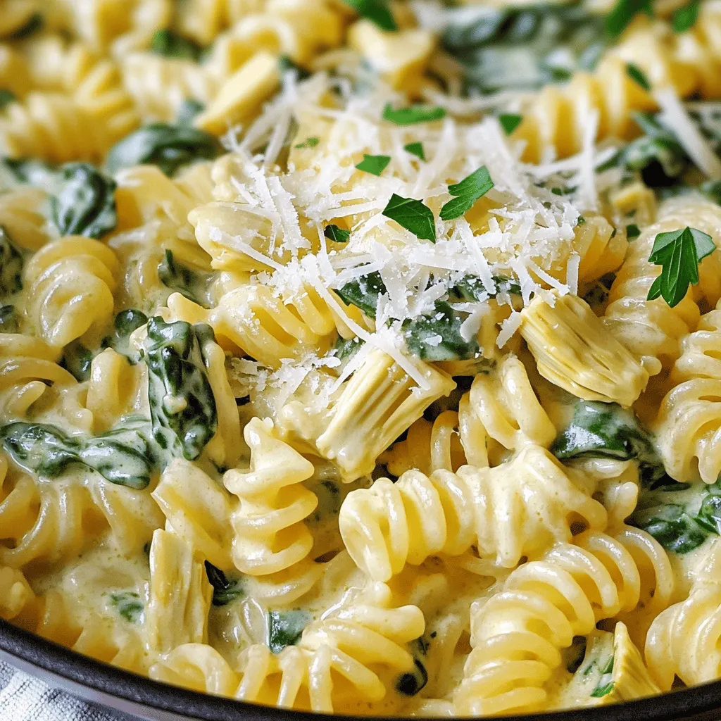 One-Pot Creamy Spinach Artichoke Pasta Delight