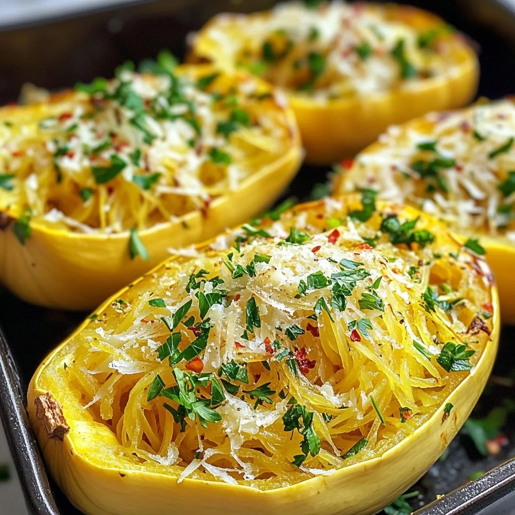 Roasted Garlic Parmesan Spaghetti Squash Delight