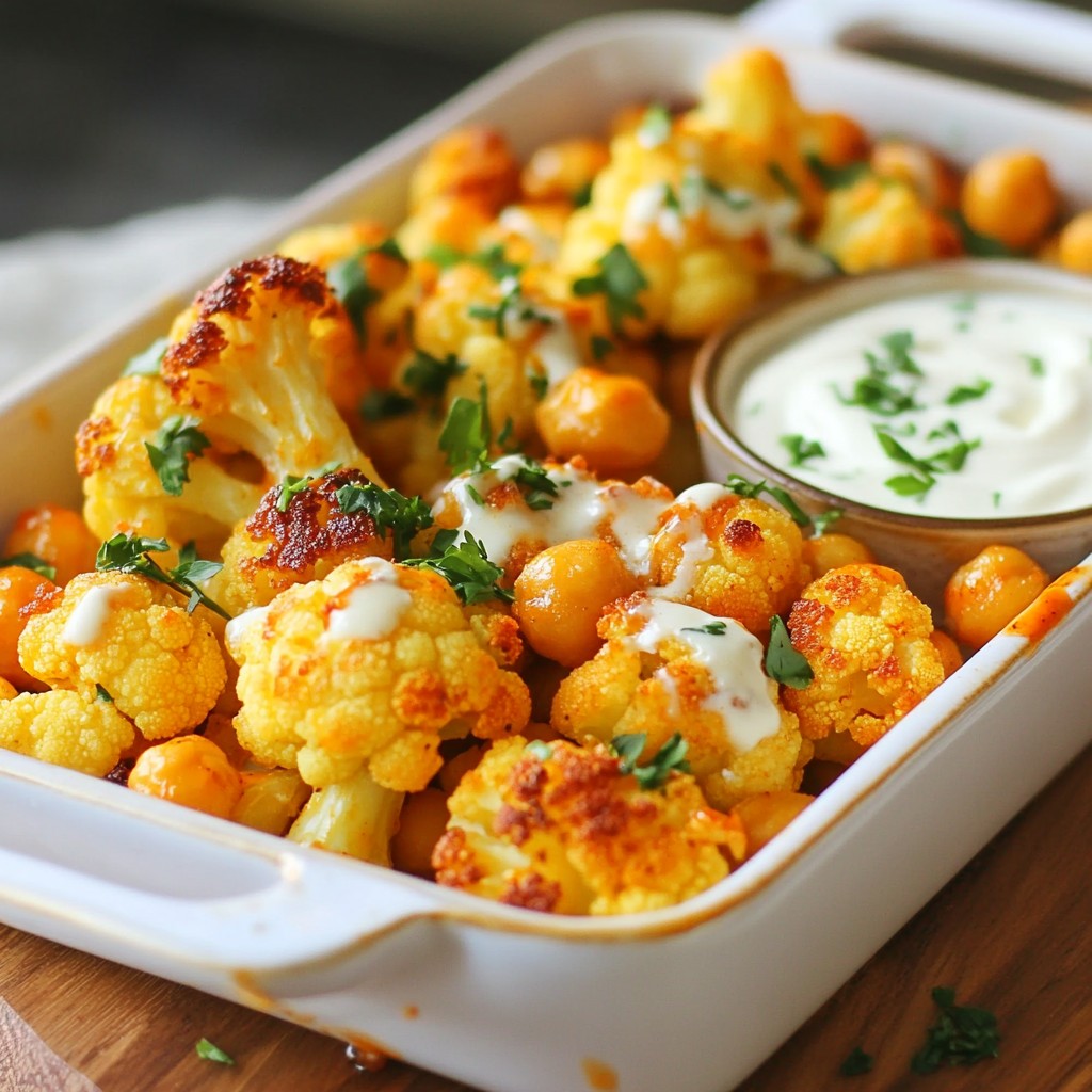 Spicy Sheet Pan Buffalo Cauliflower and Chickpeas Delight