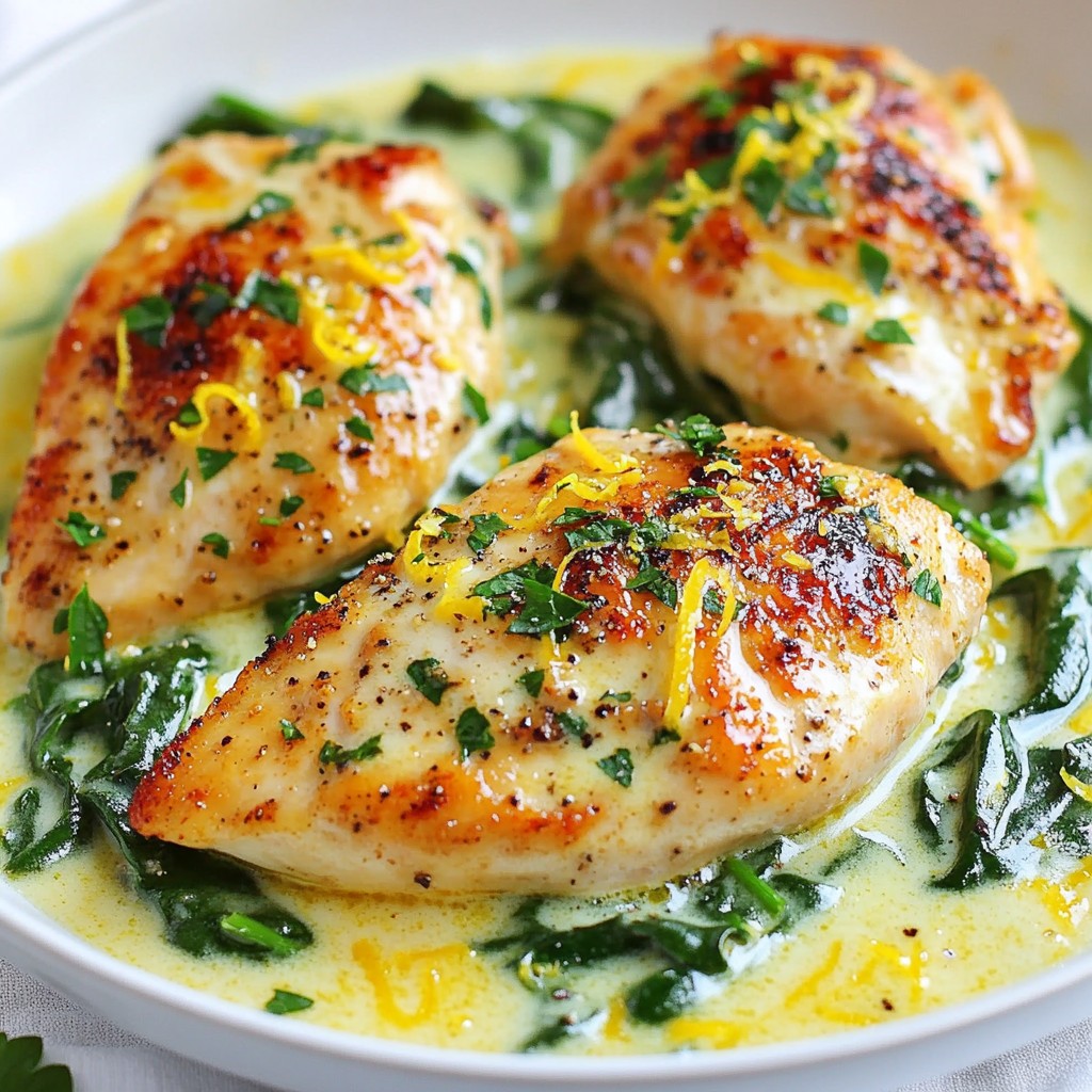 Creamy One-Pan Lemon Herb Chicken and Spinach Delight