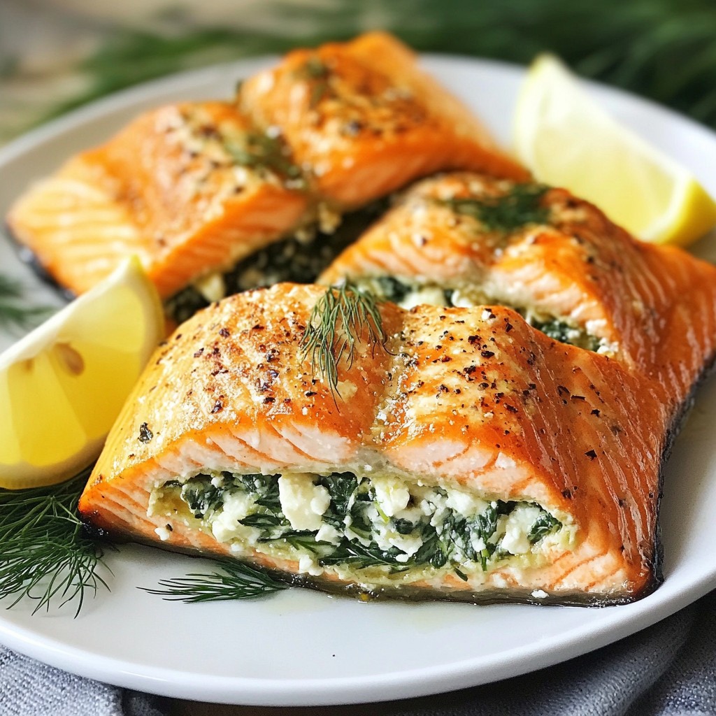 Spinach Feta Stuffed Salmon Delightful Dinner Recipe