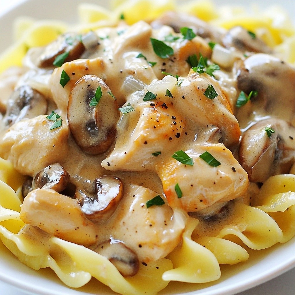 Hearty One-Skillet Chicken and Mushroom Stroganoff Dish