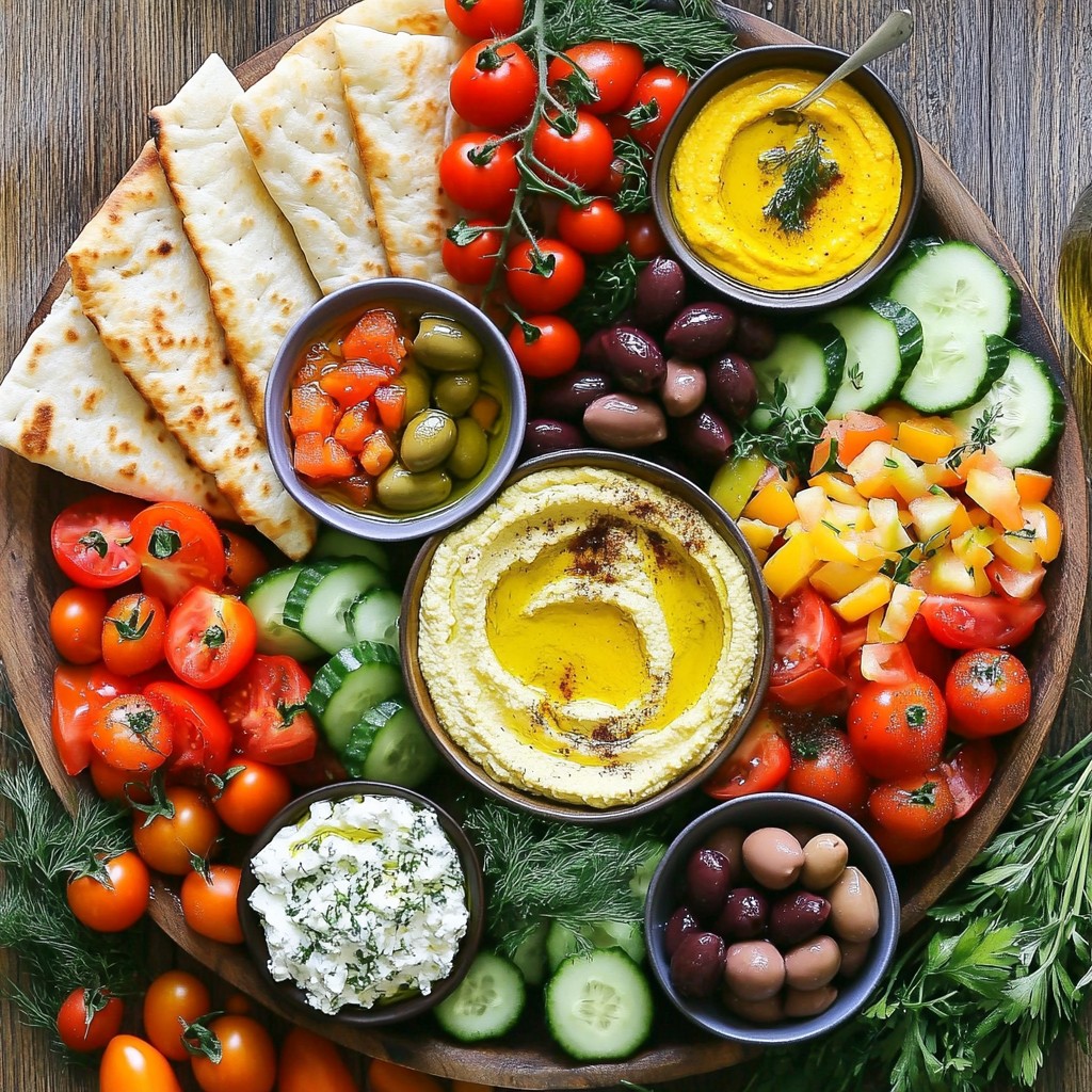 Mediterranean Hummus Board Flavorful and Fresh Platter