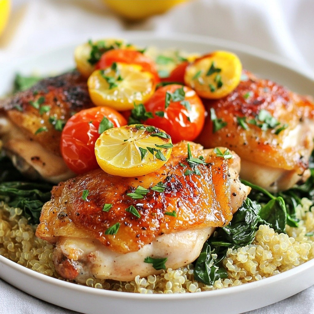 Minimal cleanup One-Pan Lemon Thyme Chicken and Quinoa Recipe