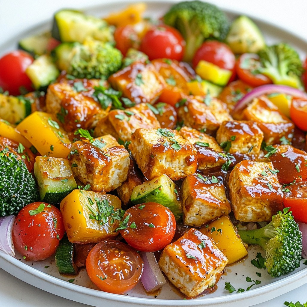Crispy Sheet Pan BBQ Tofu and Vegetables Delight