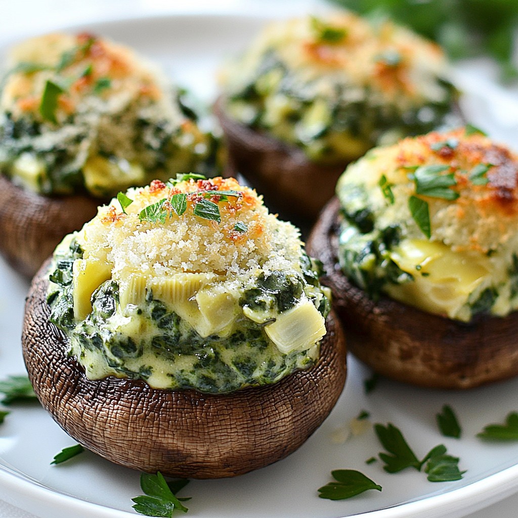 Spinach Artichoke Stuffed Mushrooms Tasty and Easy Recipe