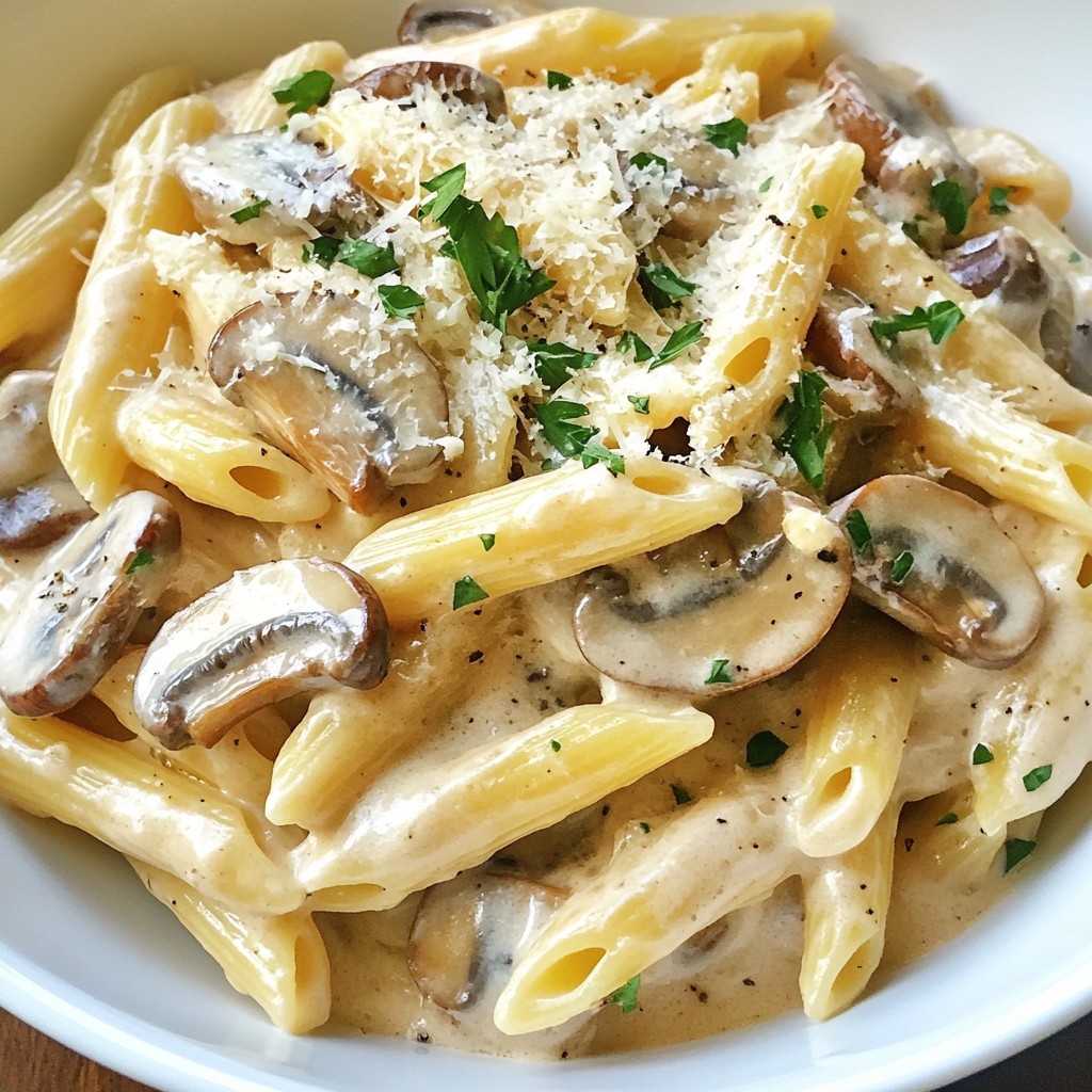 Creamy One-Skillet Parmesan Mushroom Penne Delight