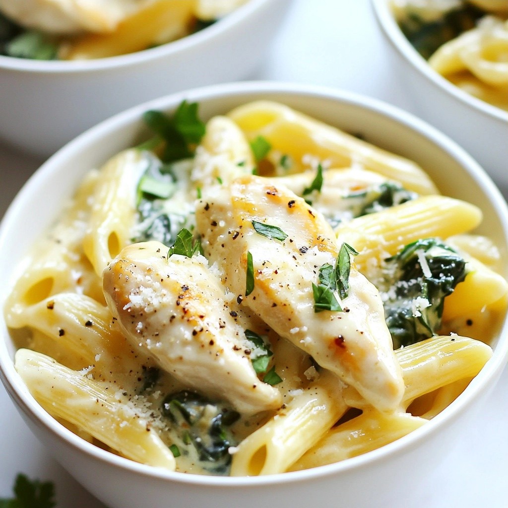 Creamy One-Skillet Chicken and Spinach Pasta Recipe