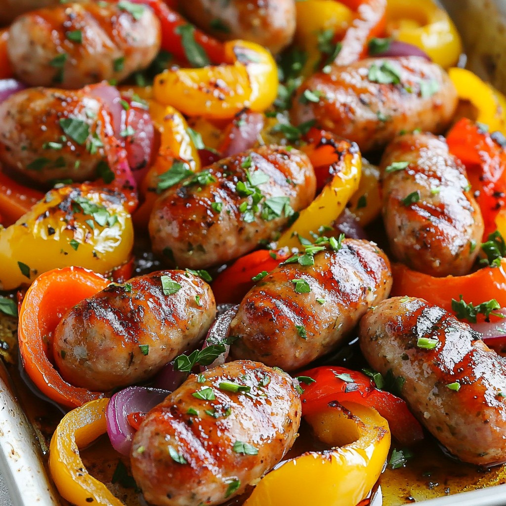 Easy Sheet Pan Chicken Sausage and Peppers Delight