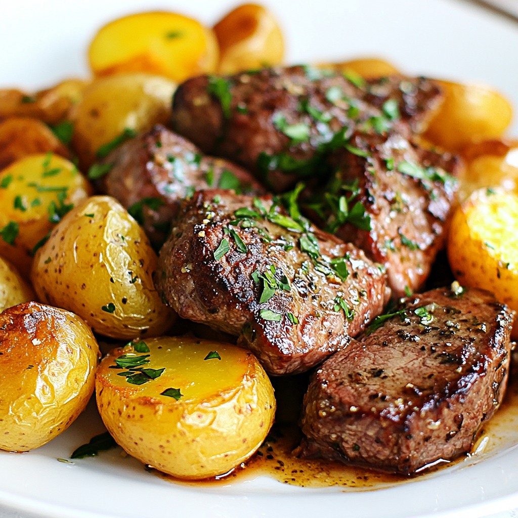Sheet Pan Garlic Butter Steak and Potatoes Delight