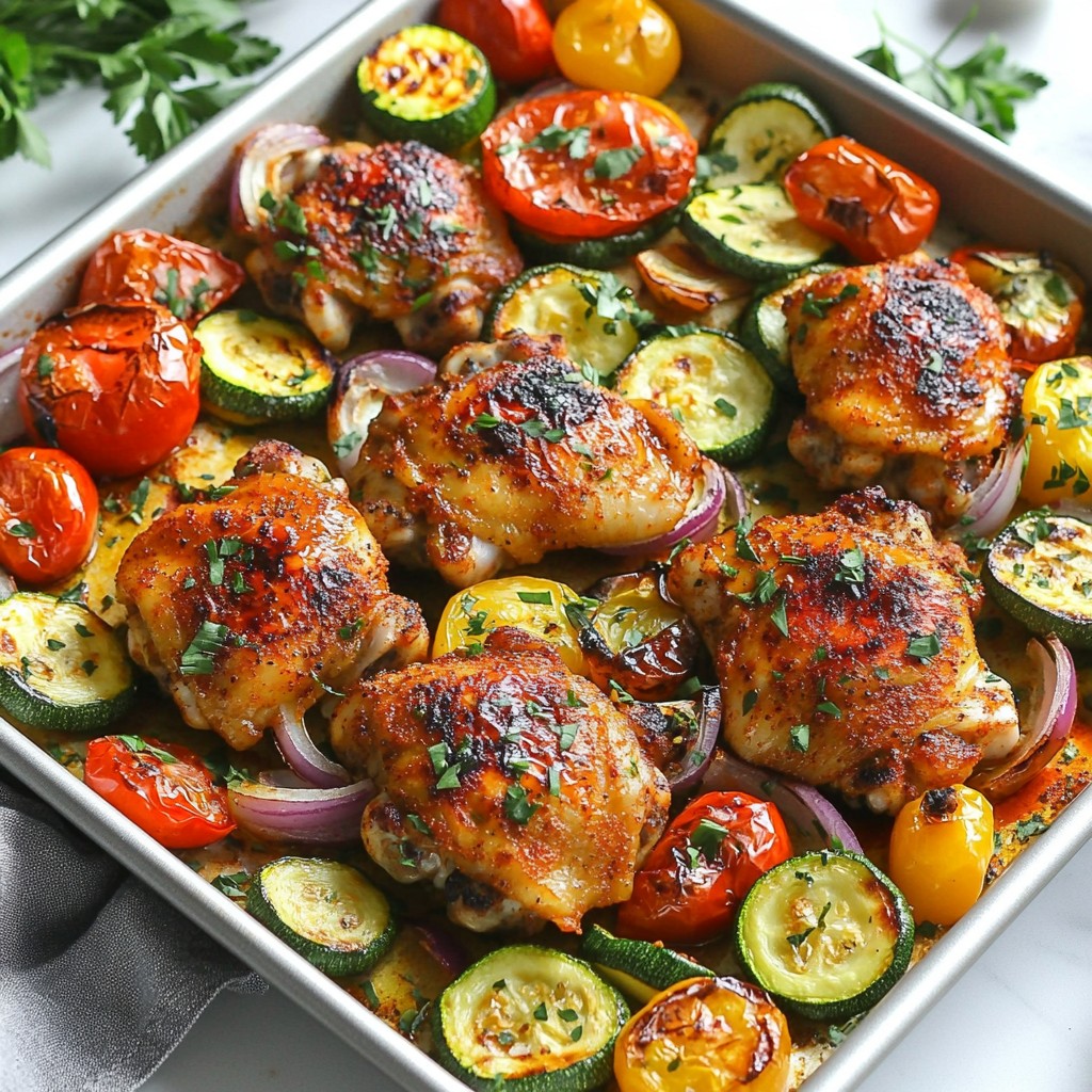 Spicy Sheet Pan Roasted Harissa Chicken and Veggies Delight