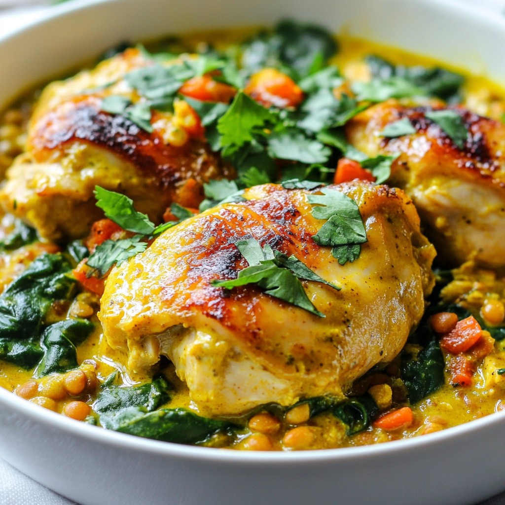 Savory One-Pan Curry Chicken and Lentils Delight