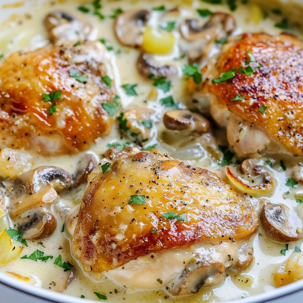 Creamy Mushroom Chicken Thighs Rich and Flavorful Meal