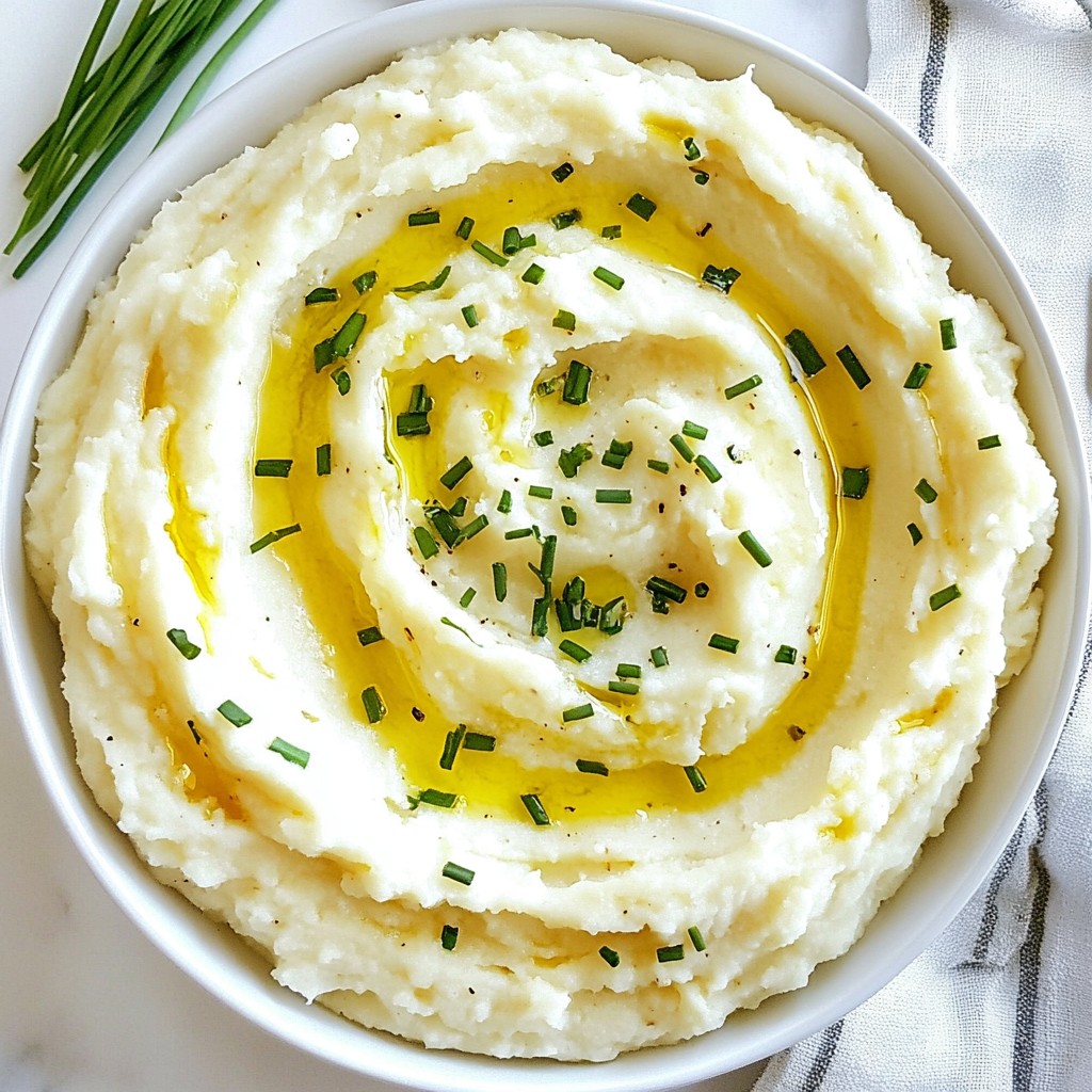Creamy Garlic Mashed Cauliflower Healthy Side Dish