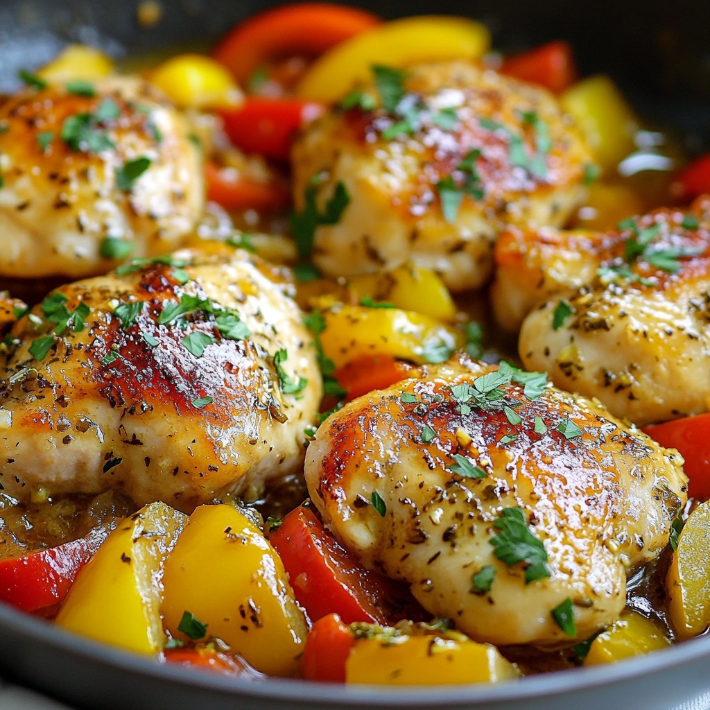 Zesty One-Pan Lemon Herb Chicken with Peppers Delight
