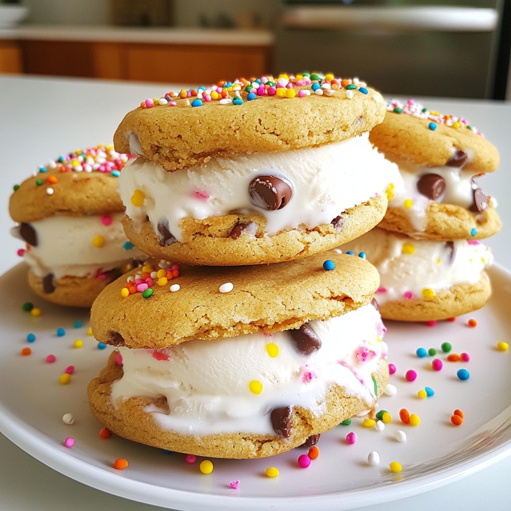 Chocolate Chip Cookie Dough Ice Cream Sandwiches Delight