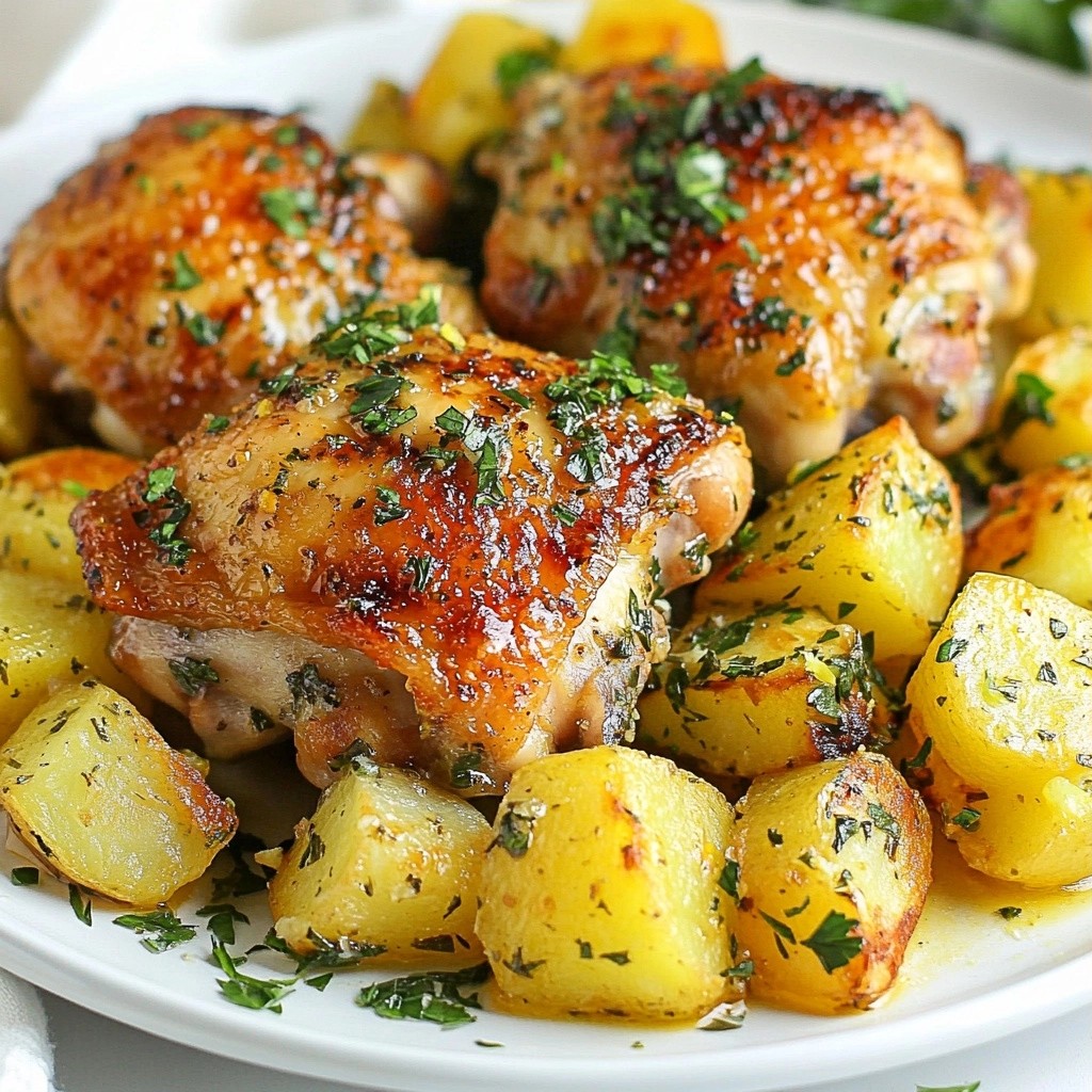 Crispy Sheet Pan Lemon Herb Chicken and Potatoes Dish
