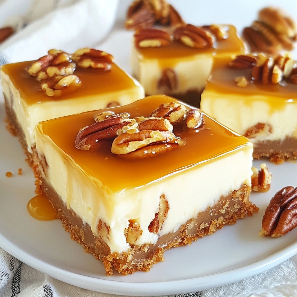 Caramel Pecan Cheesecake Bars Tasty Dessert Delight