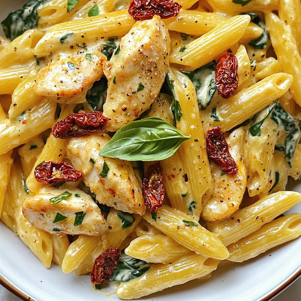 Creamy One-Skillet Sun-Dried Tomato Chicken Pasta Delight