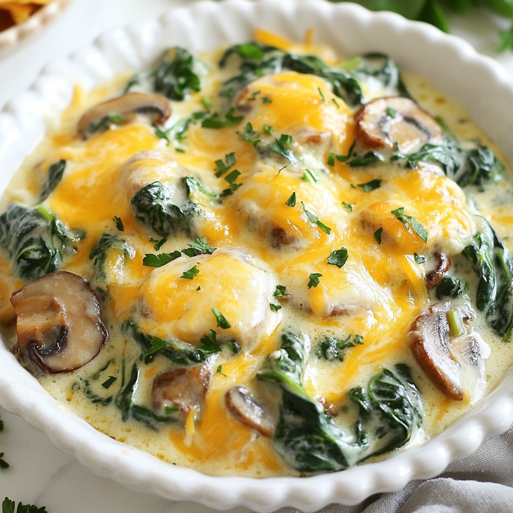 Creamy One-Skillet Spinach and Mushroom Casserole