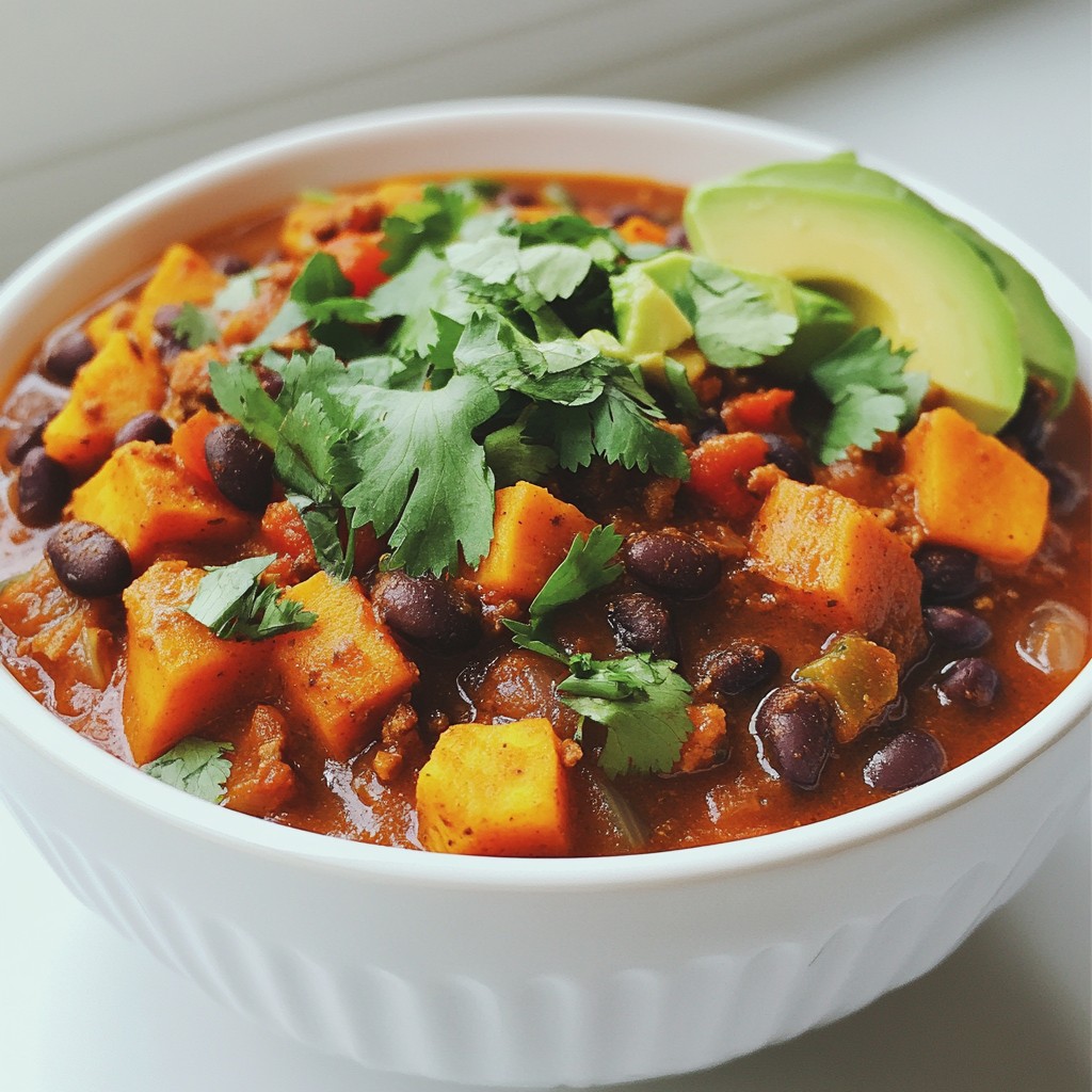 Savory Sweet Potato Black Bean Chili Healthy Recipe