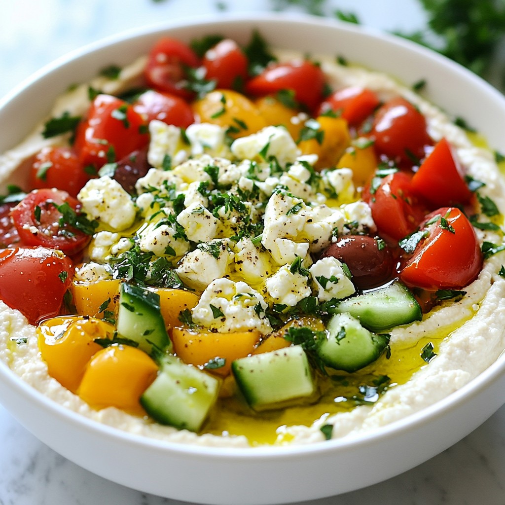 Greek Layered Hummus Dip Tasty and Colorful Treat