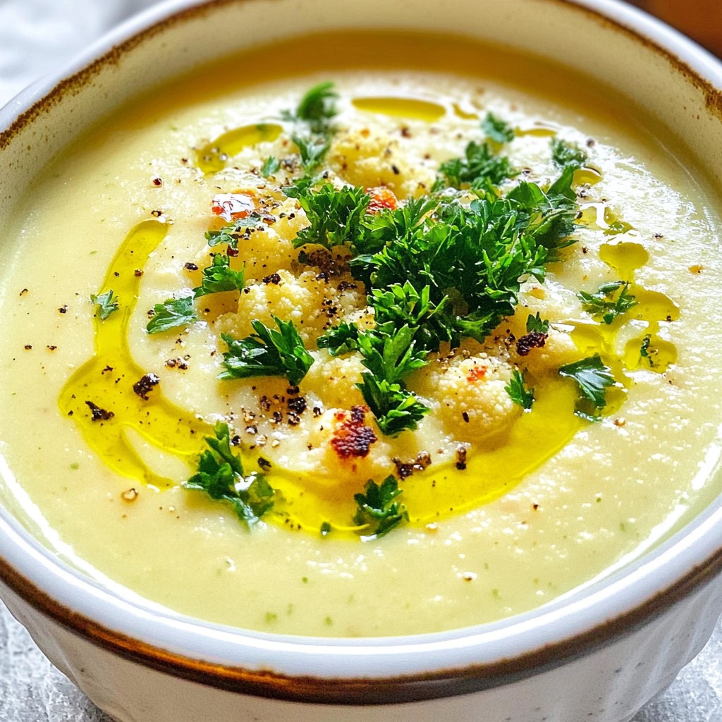 Roasted Garlic Cauliflower Soup Creamy and Delightful