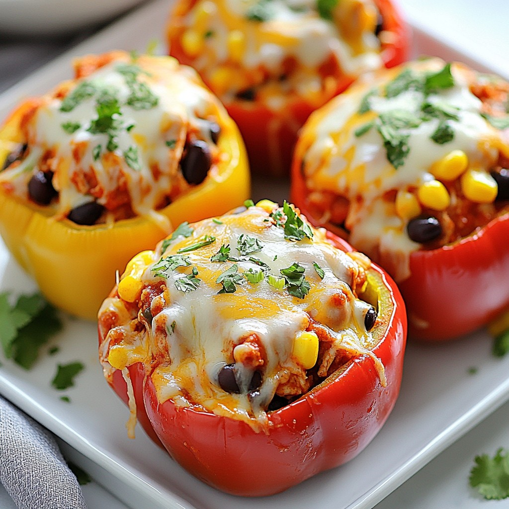 Savory Chicken Enchilada Stuffed Peppers Recipe