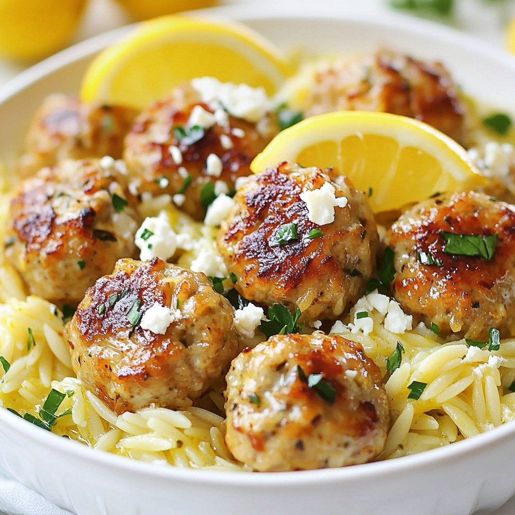 Greek Lemon Orzo with Chicken Meatballs Delight