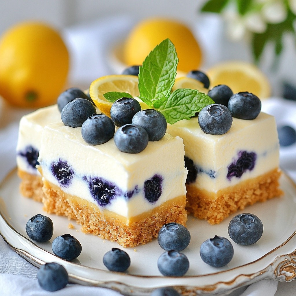 Lemon Blueberry Cheesecake Bars Delicious Dessert Treat